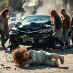 Auto fährt in Familie