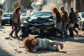 Auto fährt in Familie