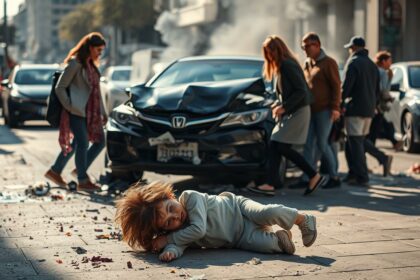 Auto fährt in Familie
