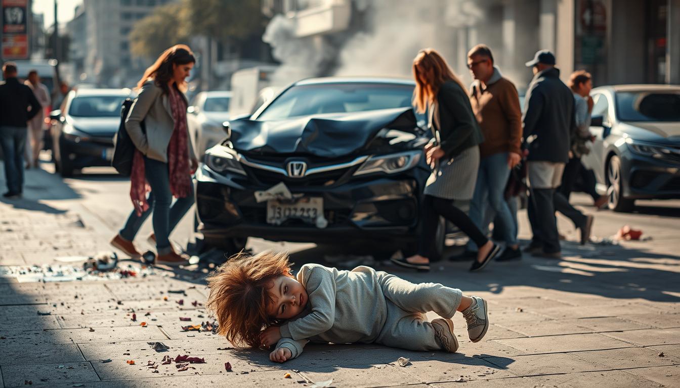 Auto fährt in Familie