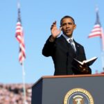 Barack Obama als erster afroamerikanischer US-Präsident bei der Amtseinführung