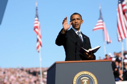 Barack Obama als erster afroamerikanischer US-Präsident bei der Amtseinführung