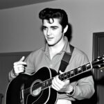 Elvis Presley als junger Mann mit seiner ersten Gitarre