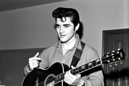 Elvis Presley als junger Mann mit seiner ersten Gitarre