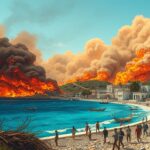 Grossbrand griechischer Touristeninsel