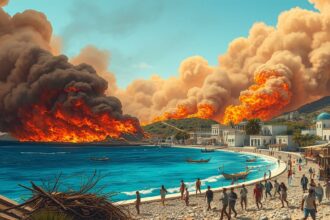 Grossbrand griechischer Touristeninsel