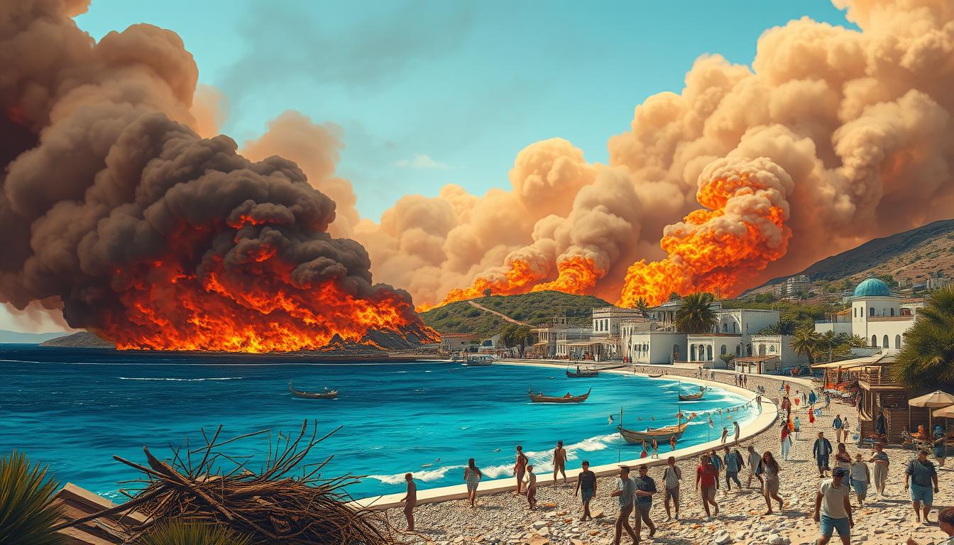 Grossbrand griechischer Touristeninsel