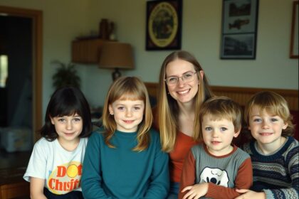 Marisa Lewe als Kind mit ihrer Familie, darunter Sarah Connor