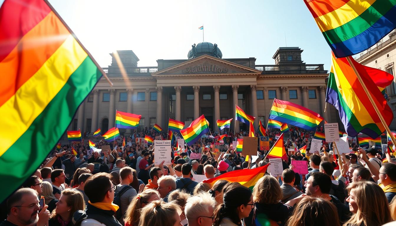 Regenbogen-Protest im Bundestag