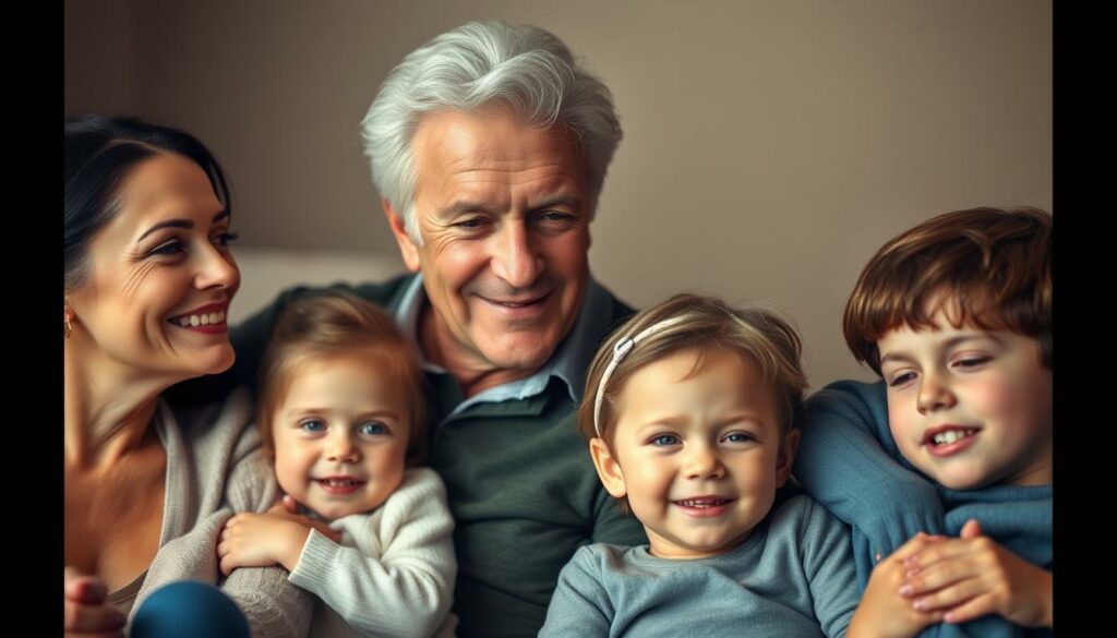 A candid family portrait of Michael Douglas, his wife Catherine Zeta-Jones, and their two children Carys and Dylan, captured in a warm and intimate setting. The scene depicts the family gathered together, showcasing their close-knit bond and the sense of peace and contentment that radiates from their interactions. Soft, diffused lighting illuminates their faces, highlighting their natural expressions and the genuine emotions shared between them. The background is slightly blurred, keeping the focus on the family members and creating a sense of privacy and exclusivity. The overall composition conveys a sense of harmony, balance, and the cherished moments of a successful actor stepping back from the limelight to prioritize his loved ones.