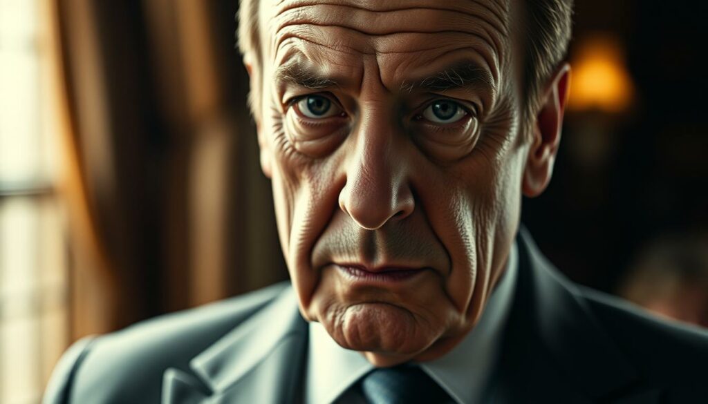 A cinematic close-up of the iconic British actor Michael Caine, his distinguished features and piercing gaze captured in dramatic, high-contrast lighting. The middle-aged Caine is dressed in a tailored suit, exuding an air of effortless sophistication and commanding presence. The background is softly blurred, allowing the viewer to focus solely on the actor's weathered face, which conveys a lifetime of experience and a storied, celebrated career in film. The overall mood is one of reverence and admiration, befitting Caine's status as a living legend of cinema.