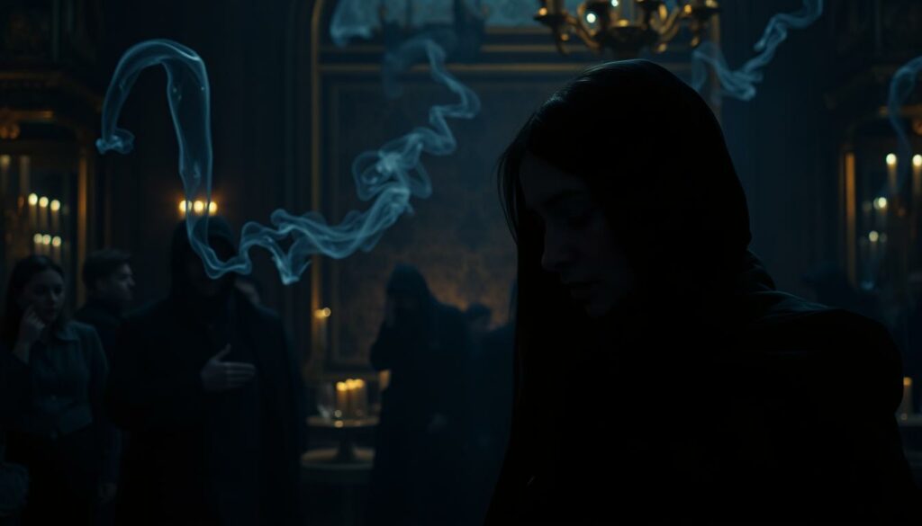 A dimly lit scene of scandal and controversy, set against a backdrop of opulent grandeur. In the foreground, a figure shrouded in shadows, their expression one of distress and unease. Surrounding them, a swirl of whispers and accusations, captured in the form of ethereal, smoky tendrils that cling to the air. In the middle ground, a sense of unease and discomfort permeates the scene, with details hinting at the underlying tensions and drama. The background is a lavish, ornate setting, suggesting a world of luxury and privilege, yet one tainted by the weight of public scrutiny and the consequences of misdeeds. Dramatic lighting casts dramatic shadows, heightening the sense of mystery and intensity. An image that evokes the complex emotions and dynamics of scandal and controversy.