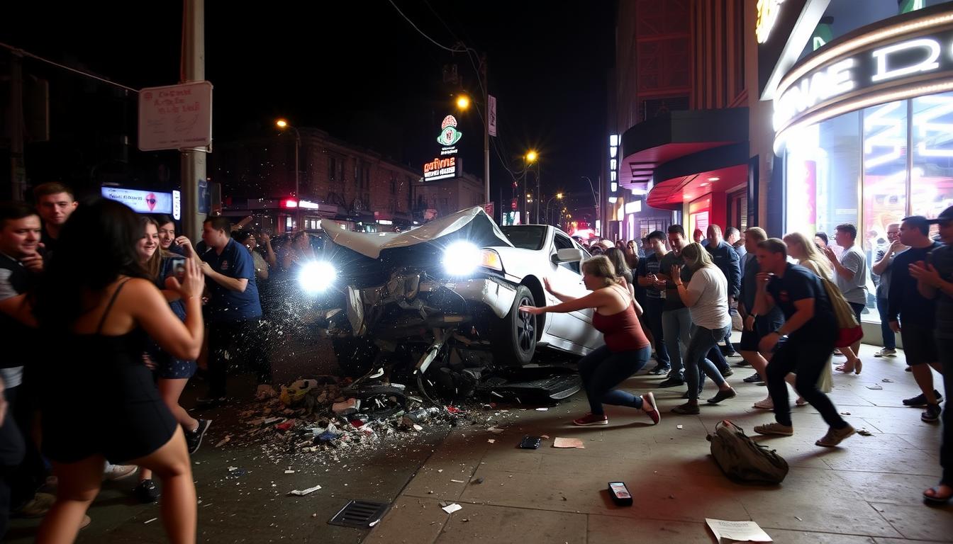 Los Angeles Auto rast in Menschenmenge
