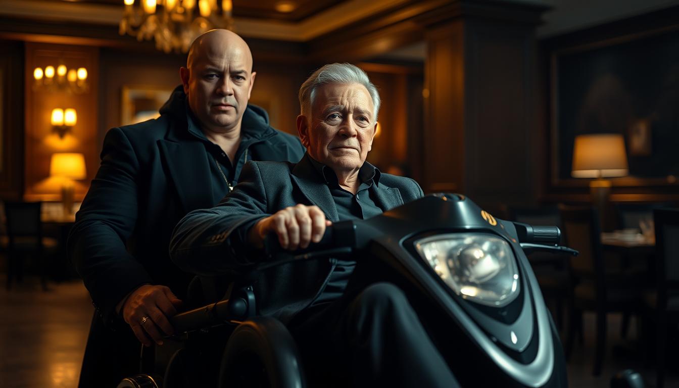 Michael Caine im Rollstuhl