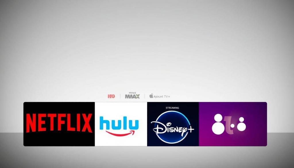 A sleek, minimalist composition showcasing various streaming service logos and icons. In the foreground, the Netflix, Amazon Prime, Hulu, and Disney+ logos are prominently displayed, arranged in a visually appealing grid layout. The middle ground features additional streaming service icons such as HBO Max, Paramount+, and Apple TV+, subtly hinting at the wide range of options available. The background is a clean, muted gradient, allowing the colorful branding to take center stage and creating a sense of focus and clarity. The overall aesthetic is modern, sophisticated, and inviting, reflecting the accessible and convenient nature of streaming the acclaimed series "The Walking Dead: Daryl Dixon."