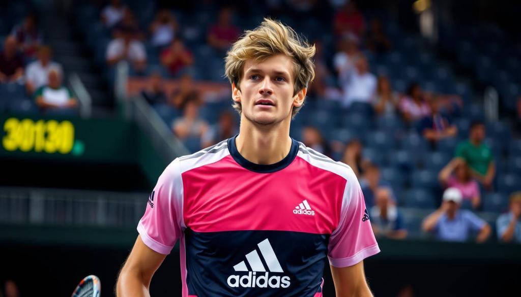Alexander Zverev in Adidas-Ausrüstung bei einem Turnier Alexander Zverev in Adidas-Ausrüstung bei einem Turnier