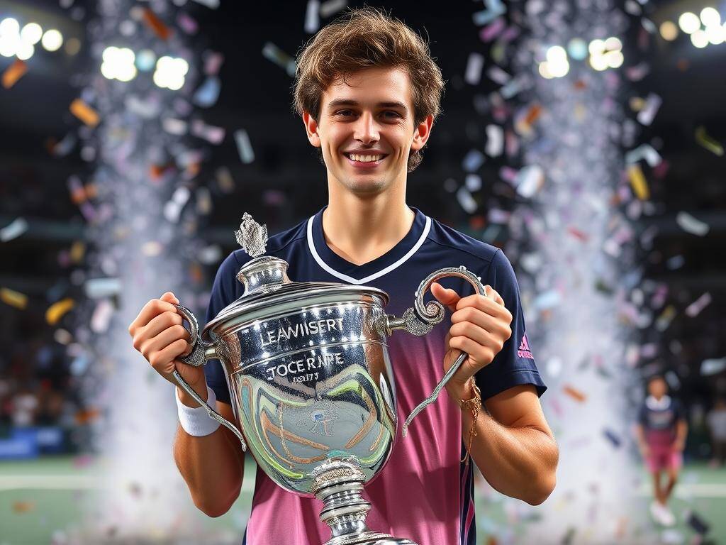 Alexander Zverev mit einer Trophäe nach einem Turniersieg Alexander Zverev mit einer Trophäe nach einem Turniersieg