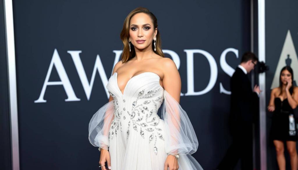 Jennifer Lopez bei einer Preisverleihung, allein und selbstbewusst Jennifer Lopez bei einer Preisverleihung, allein und selbstbewusst