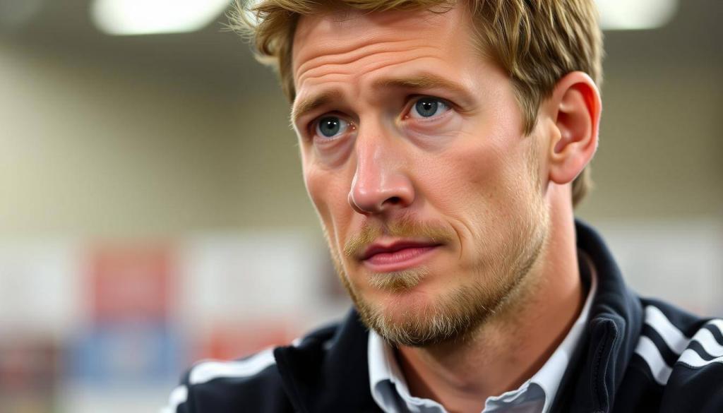 Julian Nagelsmann mit nachdenklichem Blick während eines Interviews