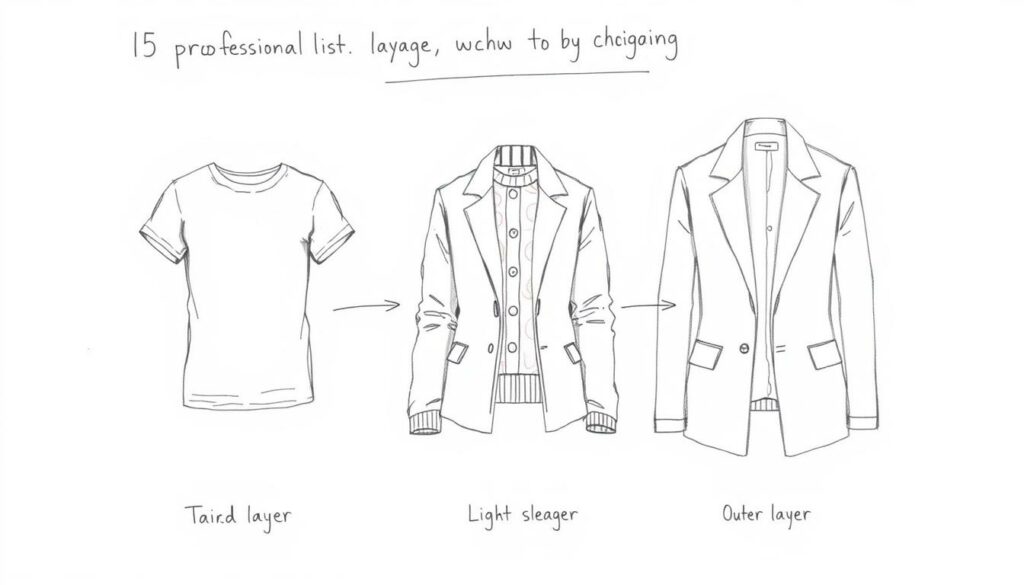 Bleistiftzeichnung von Layering-Techniken für 15 Grad Wetter