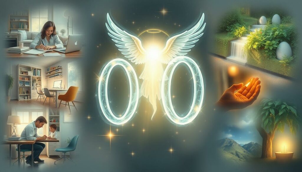 Detailed, ethereal depiction of the angelic number 0707 seamlessly integrated into various aspects of life. A serene, luminous 0707 floating amidst a soft, diffused light, gently permeating scenes of work, family, nature, and spirituality. Subtle, glowing accents highlight the symbolic significance of this divine number, creating a sense of wonder and connection. Balanced composition with a dreamlike, contemplative atmosphere, allowing the viewer to meditate on the meaning and impact of 0707 across different realms of human experience.