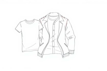 Illustration eines Layering-Outfits bei 15 Grad mit verschiedenen Kleidungsschichten