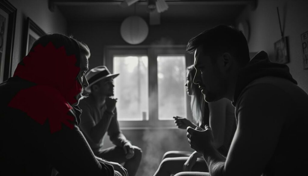 A dramatic scene unfolds in the Promi Big Brother house, with tension and secrets spilling out. Tense exchanges between housemates, captured in stark black and white with splashes of color, create an atmosphere of high-stakes conflict. The camera angles shift, highlighting the confrontations and heated moments, while subtle details like body language and facial expressions convey the underlying drama. Shadows and dramatic lighting heighten the sense of intensity, as the viewers are drawn into the unfolding saga of these celebrity residents. The overall effect is a captivating and visually striking representation of the "Erste Konflikte und Enthüllungen" within the Promi Big Brother experience.