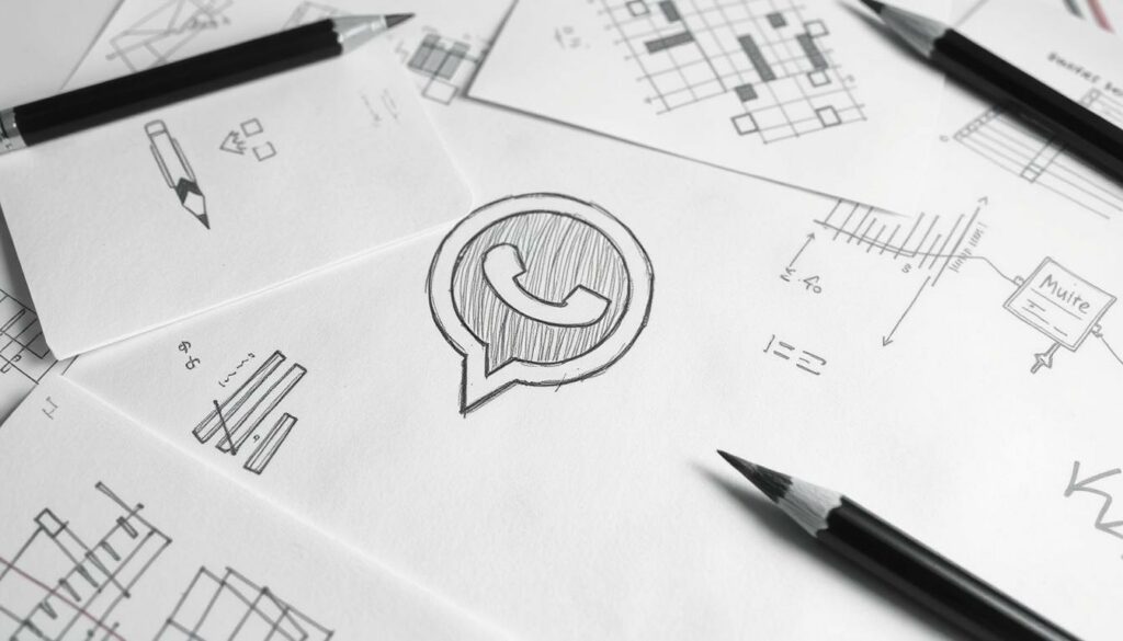 A monochrome sketch depicting a WhatsApp voice message icon, set against a backdrop of handwritten notes and sketches. The icon is rendered in detailed pencil lines, with subtle hints of color highlighting specific elements. The surrounding environment evokes a sense of investigation, with scattered papers, charts, and diagrams hinting at the complex background behind this conflict. The overall scene conveys a moody, introspective atmosphere, reflecting the tense and sensitive nature of the subject matter.