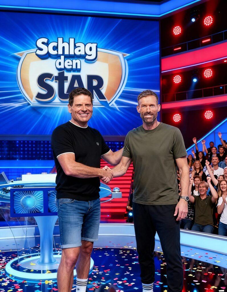 Jan Ullrich gewinnt Schlag den Star nach einem spannenden Kopf-an-Kopf-Rennen gegen Sven Hannawald.