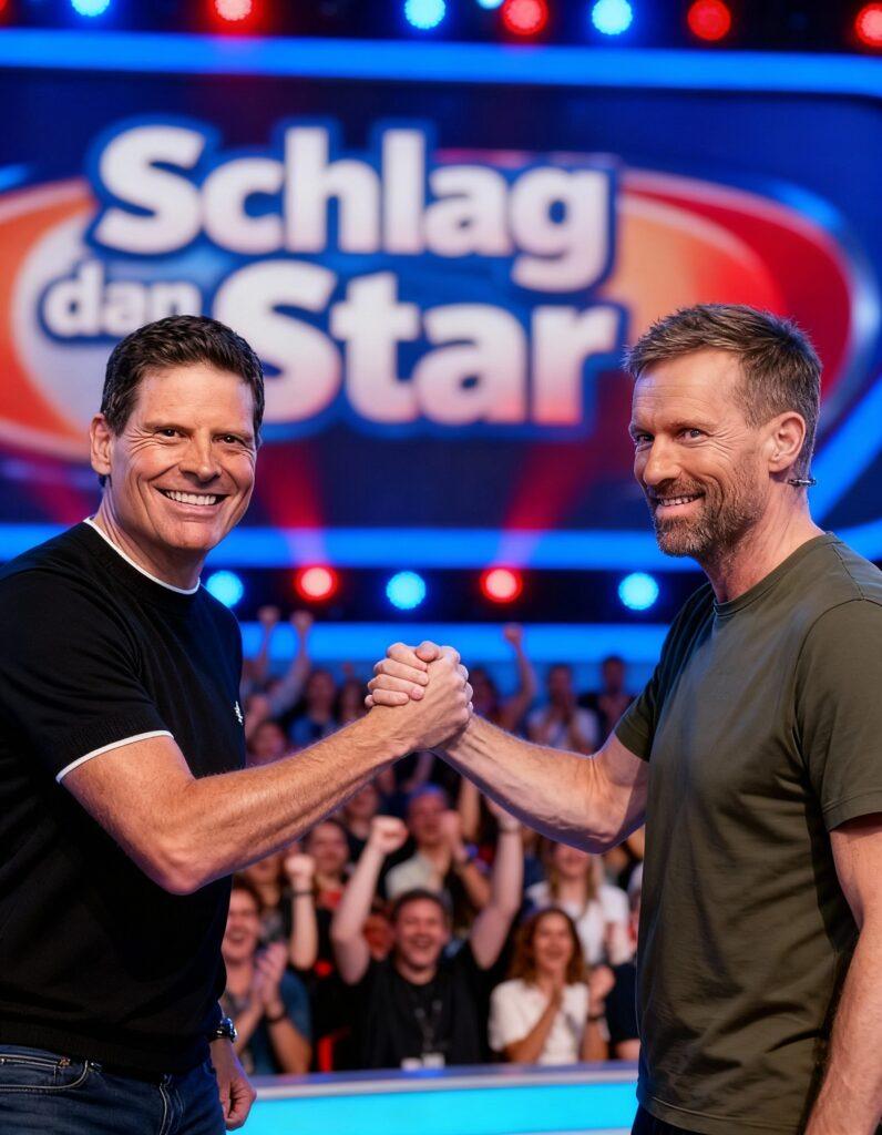 Jan Ullrich gewinnt Schlag den Star nach einem spannenden Kopf-an-Kopf-Rennen gegen Sven Hannawald.