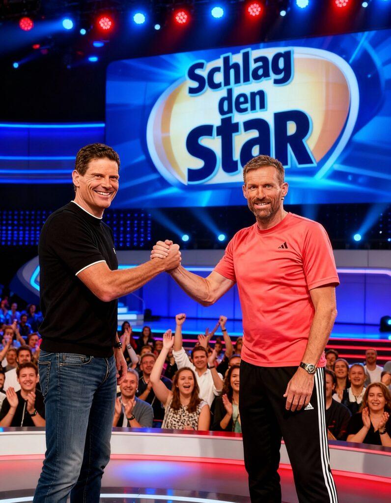 Jan Ullrich gewinnt Schlag den Star nach einem spannenden Kopf-an-Kopf-Rennen gegen Sven Hannawald.