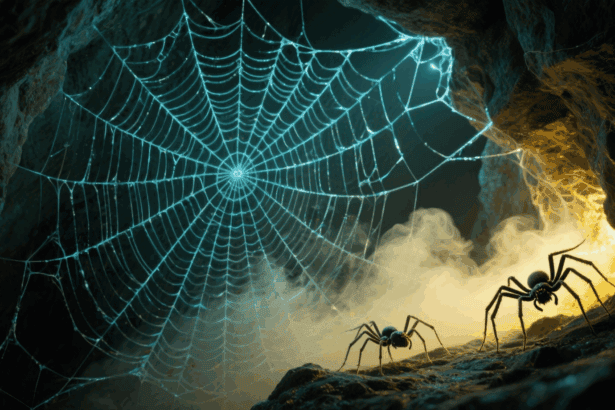 Größtes Spinnennetz der Welt in der Schwefelhöhle Griechenland mit 111.000 Spinnen