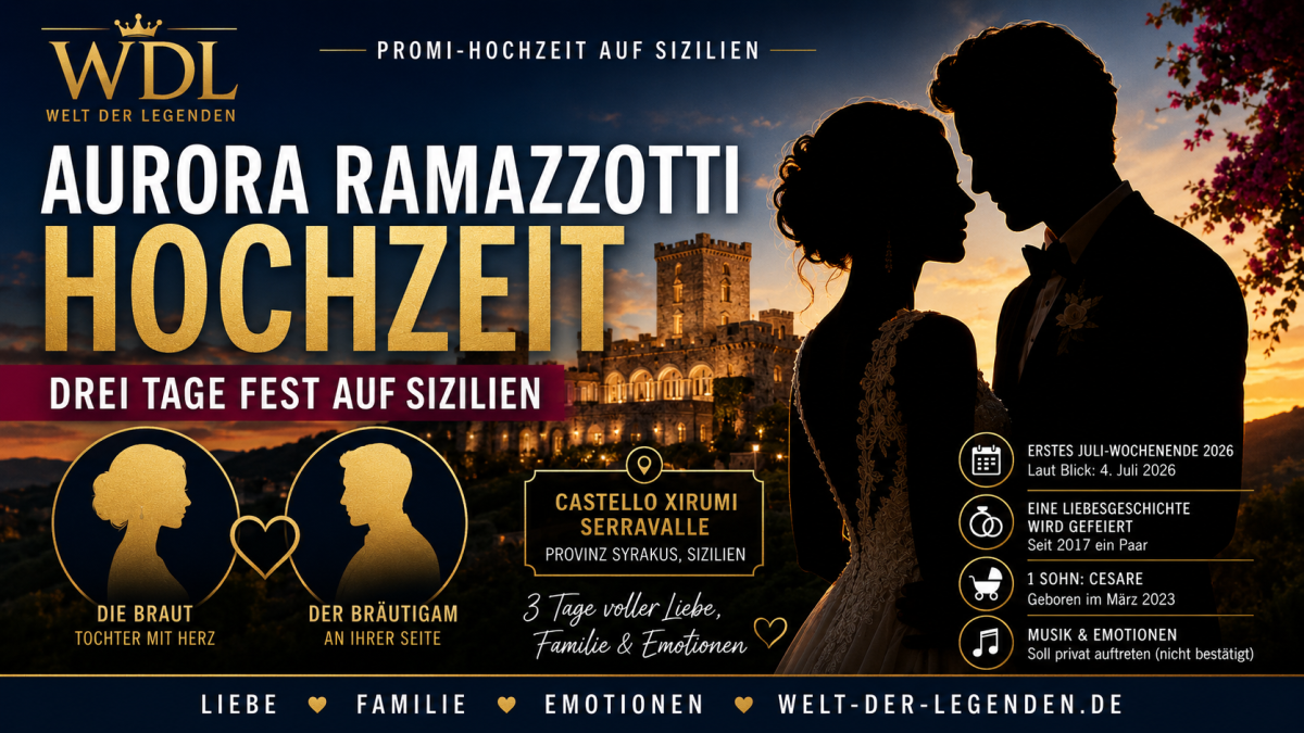 Aurora Ramazzotti Hochzeit auf Sizilien mit Schlosskulisse, Hochzeitsfeier, Castello Xirumi und mediterranem Promi-Flair