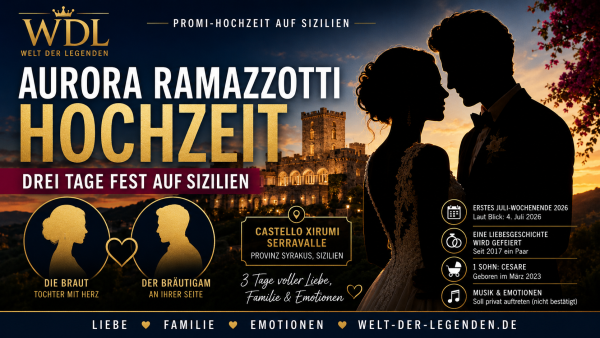 Aurora Ramazzotti Hochzeit auf Sizilien mit Schlosskulisse, Hochzeitsfeier, Castello Xirumi und mediterranem Promi-Flair