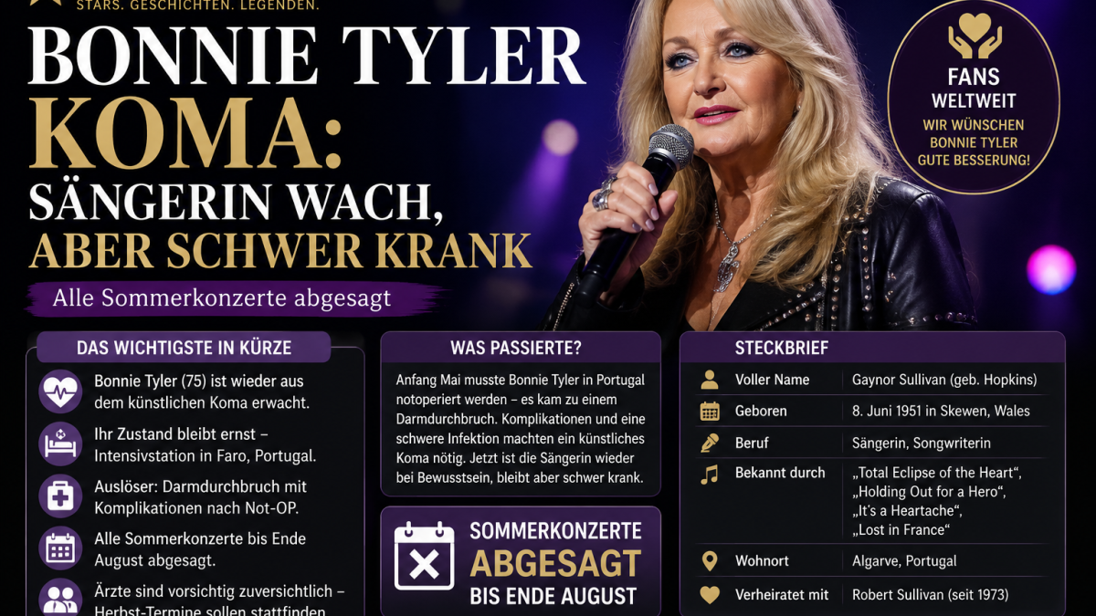 Bonnie Tyler Koma: Die walisische Sängerin ist aus dem künstlichen Koma erwacht, bleibt aber schwer krank