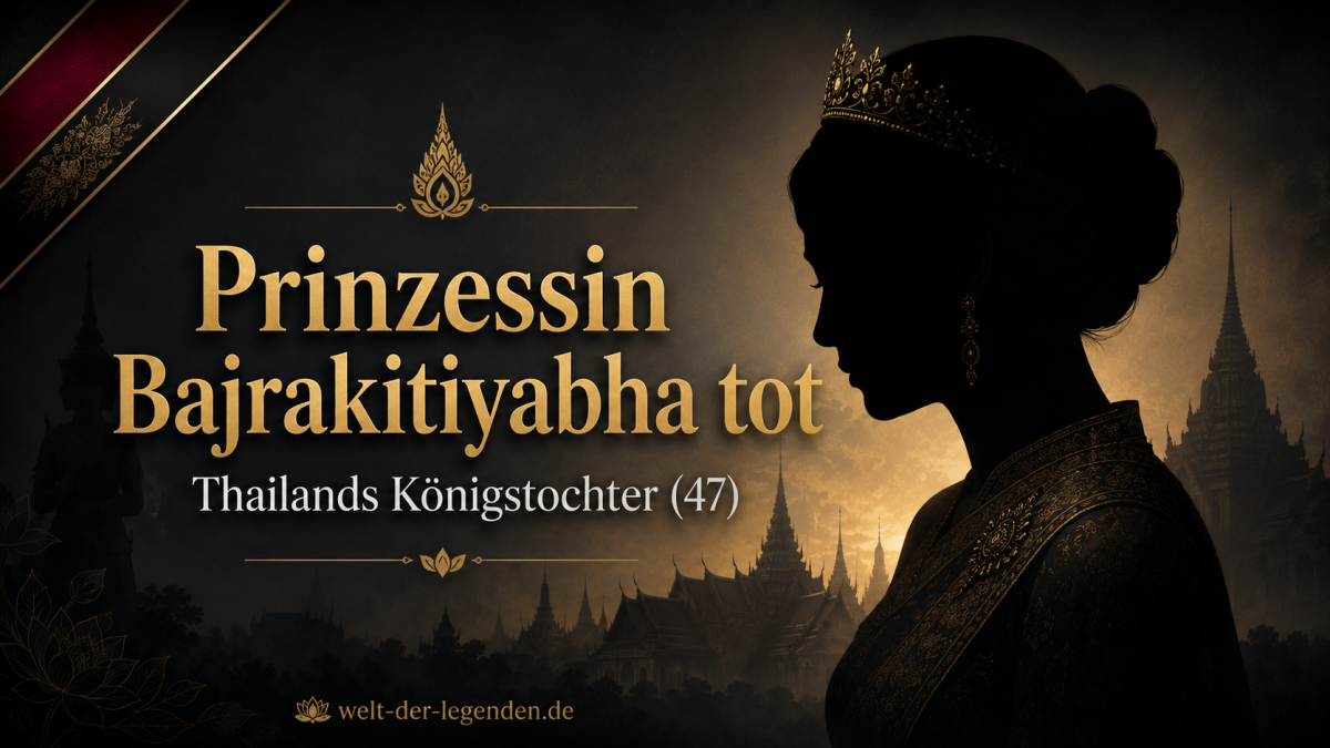 Prinzessin Bajrakitiyabha tot – symbolisches Titelbild mit royaler Silhouette vor thailändischer Tempelkulisse