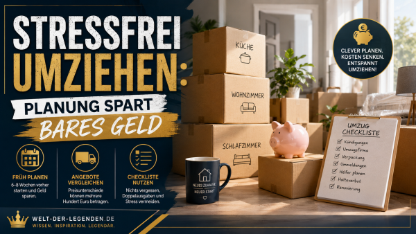 Stressfrei umziehen mit Checkliste, Umzugskartons und cleverer Kostenplanung