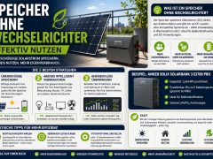 Batteriespeicher ohne Wechselrichter am Balkonkraftwerk mit Solarmodulen und intelligenter Energienutzung
